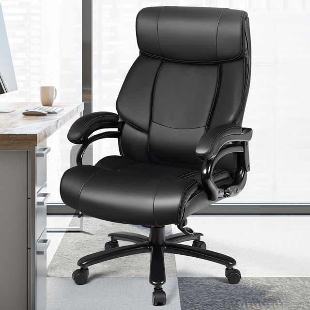 Costway Black Ergonomic Office Chair with Padded Armrests - Size: 80 x 70 x 44cm - Wilko - image 1
