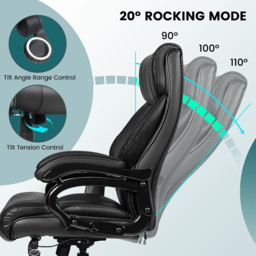 Costway Black Ergonomic Office Chair with Padded Armrests - Size: 80 x 70 x 44cm - Wilko - thumbnail 4