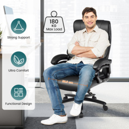 Costway Black Ergonomic Office Chair with Padded Armrests - Size: 80 x 70 x 44cm - Wilko - thumbnail 6