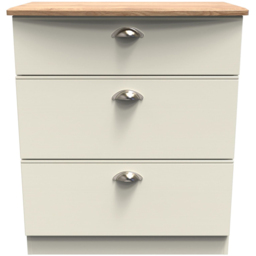 Crowndale Victoria 3 Drawer Cream Ash and Oak Deep Chest of Drawer - Wilko - thumbnail 3