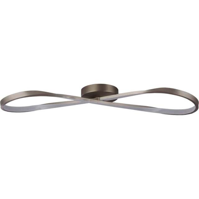 Lighting Collection Furness Silver LED Ceiling Flush Light - Size: 75 x 10 x 22cm - Satin Nickel and White - Wilko - image 1
