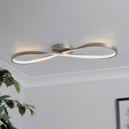 Lighting Collection Furness Silver LED Ceiling Flush Light - Size: 75 x 10 x 22cm - Satin Nickel and White - Wilko - thumbnail 3