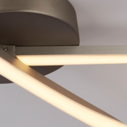 Lighting Collection Furness Silver LED Ceiling Flush Light - Size: 75 x 10 x 22cm - Satin Nickel and White - Wilko - thumbnail 5