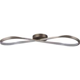 Lighting Collection Furness Silver LED Ceiling Flush Light - Size: 75 x 10 x 22cm - Satin Nickel and White - Wilko - thumbnail 1