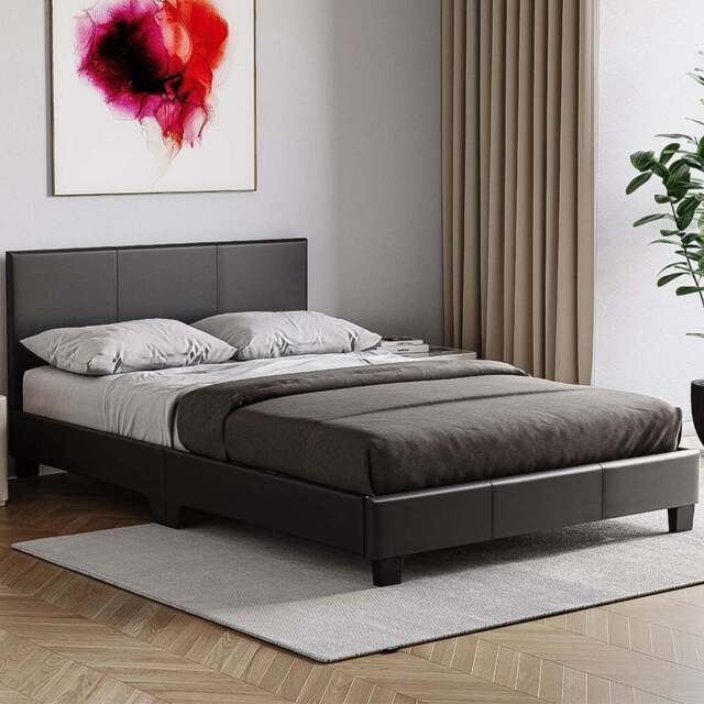 VIDA DESIGNS Lisbon Small Double Black Faux Leather Bed Frame - Wilko - image 1