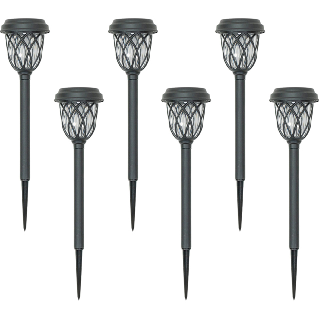 ValueLight Set of 6 Diamond Black Outdoor Solar Spike Light - Size: 42.5 x 9.8 x 9.8cm - ValueLights - Wilko - image 1