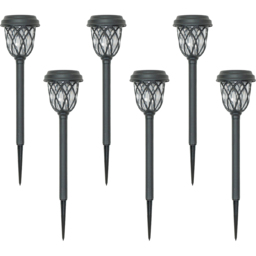 ValueLight Set of 6 Diamond Black Outdoor Solar Spike Light - Size: 42.5 x 9.8 x 9.8cm - ValueLights - Wilko