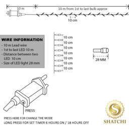 Shatchi 100 Warm and Cool White Multifunction LED Fairy String Lights - Size: 6 x 1.5 x 2cm - Wilko - thumbnail 4