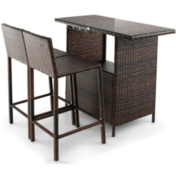 Costway 2 Shelf 2 Seater Bar Height Patio Bistro Set - Size: 121 x 57.5 x 30cm - Brown - Wilko - thumbnail 4