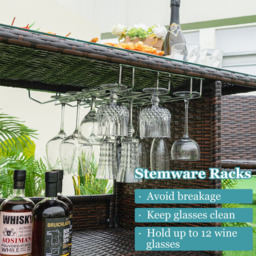 Costway 2 Shelf 2 Seater Bar Height Patio Bistro Set - Size: 121 x 57.5 x 30cm - Brown - Wilko - thumbnail 5