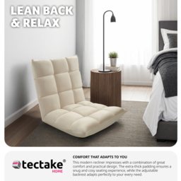 tectake Snooze 2 in 1 Beige Recliner Armchair and Lounger - Size: Single - Cream - Wilko - thumbnail 5