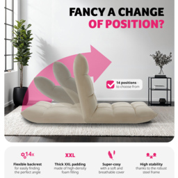 tectake Snooze 2 in 1 Beige Recliner Armchair and Lounger - Size: Single - Cream - Wilko - thumbnail 6