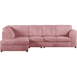 Luxor 4 Seater Pink Jumbo Cord Left Hand Facing Full Back L Shaped Corner Sofa Set - Wilko - thumbnail 3