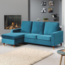 Hendrick 3 Seater Teal Reversible Corner Sofa - Blue - Artemis Home - Wilko - thumbnail 5