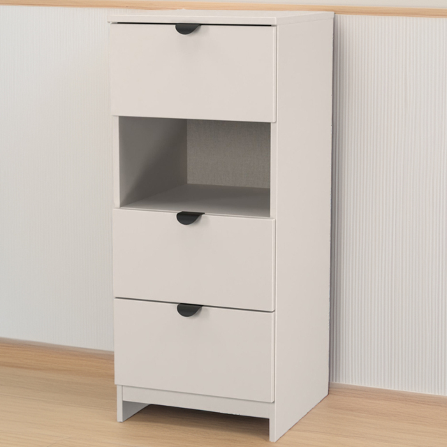 Crowndale Bora 3 Drawer Single Shelf Kashmir Matt Bedside Cabinet - Cream - Wilko - image 1