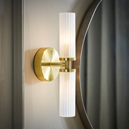 ValueLights Canya Matte Gold 2 Way Up Down Frosted Reeded Glass LED Wall Light - Size: 30 x 10 x 11cm - Wilko - thumbnail 3