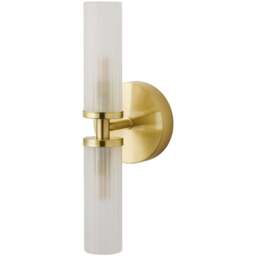 ValueLights Canya Matte Gold 2 Way Up Down Frosted Reeded Glass LED Wall Light - Size: 30 x 10 x 11cm - Wilko - thumbnail 1