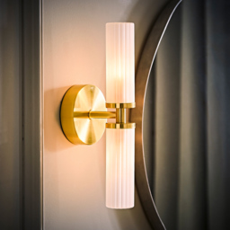 ValueLights Canya Matte Gold 2 Way Up Down Frosted Reeded Glass LED Wall Light - Size: 30 x 10 x 11cm - Wilko - thumbnail 7