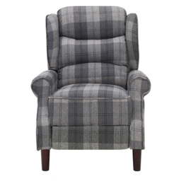 Home Detail Nairn Grey Tartan Manual Recliner Chair - Size: Single - Wilko - thumbnail 3