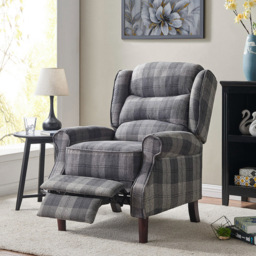 Home Detail Nairn Grey Tartan Manual Recliner Chair - Size: Single - Wilko - thumbnail 6