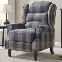 Home Detail Nairn Grey Tartan Manual Recliner Chair - Size: Single - Wilko