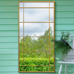 MirrorOutlet The Tabula Gold Metal Window Outdoor Garden Wall Mirror 160 x 80cm - Size: 160 x 80 x 3cm - Wilko - thumbnail 3