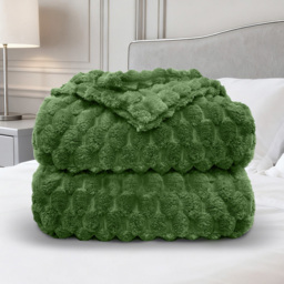 Velosso Olive Chunky Popcorn Throw 200 x 240cm - Size: 240 x 200 x 1cm - Wilko - thumbnail 4