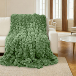 Velosso Olive Chunky Popcorn Throw 200 x 240cm - Size: 240 x 200 x 1cm - Wilko - thumbnail 3