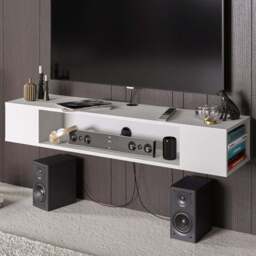 Decorotika Peti White Floating TV Unit - Size: 23 x 135 x 35.2cm - Wilko