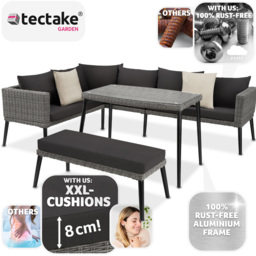 tectake Pula 7 Seater Grey Rattan Garden Corner Lounge Set - Wilko - thumbnail 4