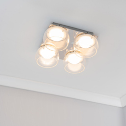 ValueLights Alissa Chrome LED 4 Way Ceiling Light with Smoked Glass - Silver - Wilko - thumbnail 3