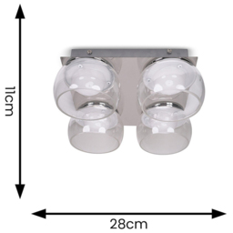 ValueLights Alissa Chrome LED 4 Way Ceiling Light with Smoked Glass - Silver - Wilko - thumbnail 7