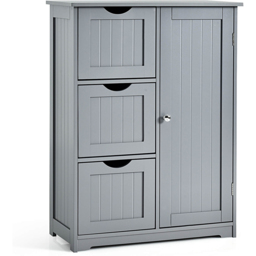 Costway Single Door 3 Drawer Grey Freestanding Bathroom Cabinet - Size: 90 x 39 x 17cm - Wilko - thumbnail 3
