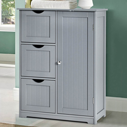 Costway Single Door 3 Drawer Grey Freestanding Bathroom Cabinet - Size: 90 x 39 x 17cm - Wilko