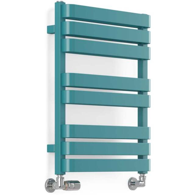 Terma Warp T Bold Matt Teal Heated Towel Rail 1569 BTU 655 x 500mm - Size: 65.5 x 50 x 11.2cm - Blue - Wilko - image 1