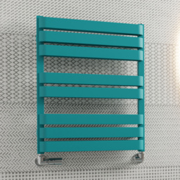 Terma Warp T Bold Matt Teal Heated Towel Rail 1569 BTU 655 x 500mm - Size: 65.5 x 50 x 11.2cm - Blue - Wilko - thumbnail 3