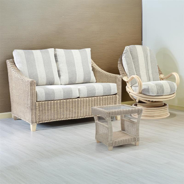 Desser Furniture Dijon 3 Seater Natural Wash Athena Stripe Sofa Set - Cream - Wilko - image 1