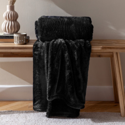furn. Kallu Black Double-Sided Faux-Fur Throw 130 x 180cm - Size: 180 x 130 x 1cm - Wilko - thumbnail 3