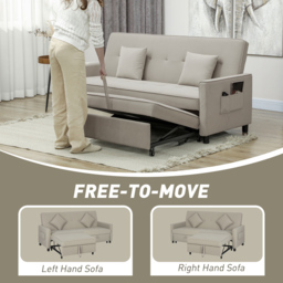 HOMCOM 3 Seater Beige L Shaped Reversible Pull Out Sofa Bed - Yellow - Wilko - thumbnail 6