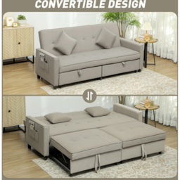 HOMCOM 3 Seater Beige L Shaped Reversible Pull Out Sofa Bed - Yellow - Wilko - thumbnail 5
