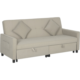 HOMCOM 3 Seater Beige L Shaped Reversible Pull Out Sofa Bed - Yellow - Wilko - thumbnail 3
