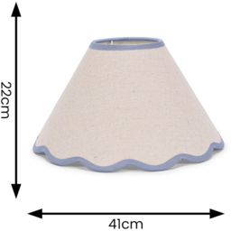 ValueLights Florie Scallop Blue Trim Large Shade - Size: 22 x 41 x 41cm - Cream - Wilko - thumbnail 5