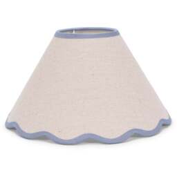 ValueLights Florie Scallop Blue Trim Large Shade - Size: 22 x 41 x 41cm - Cream - Wilko