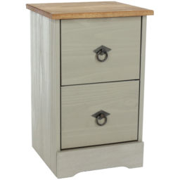 Core Products Corona Classic 2 Drawer Grey Pine Wood Compact Bedside Cabinet - Wilko - thumbnail 3