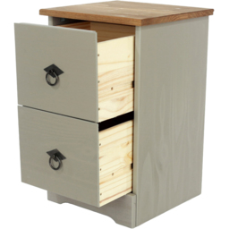 Core Products Corona Classic 2 Drawer Grey Pine Wood Compact Bedside Cabinet - Wilko - thumbnail 5