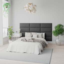 Aspire EasyMount Charcoal Saxon Twill Upholstered Wall Mounted Headboard Panels 8 Pack - Grey - Aspire Beds - Wilko