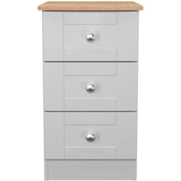 Crowndale Sussex 3 Drawer Grey Ash and Bardolino Oak Bedside Cabinet Ready Assembled - Grey Ash & Bardolino Oak - Wilko - thumbnail 3