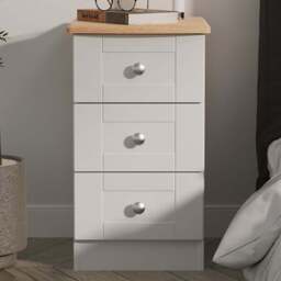 Crowndale Sussex 3 Drawer Grey Ash and Bardolino Oak Bedside Cabinet Ready Assembled - Grey Ash & Bardolino Oak - Wilko - thumbnail 1