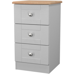 Crowndale Sussex 3 Drawer Grey Ash and Bardolino Oak Bedside Cabinet Ready Assembled - Grey Ash & Bardolino Oak - Wilko - thumbnail 4