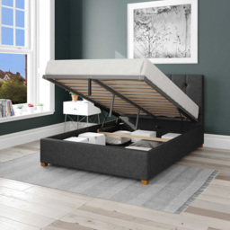 Aspire Hepburn Super King Charcoal Saxon Twill Ottoman Bed - Grey - Aspire Beds - Wilko - thumbnail 3